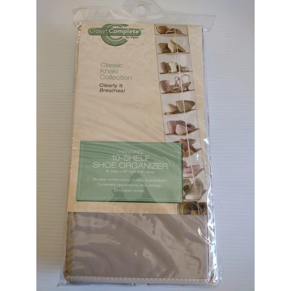 Closet Complete‎ 10 Shelf Hanging Shoe Organizer Convenient Space Saving Clear